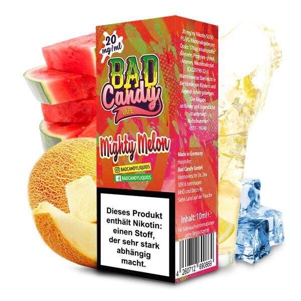 BAD CANDY Mighty Melon Nikotinsalz Liquid 10 ml 20mg Nikotinmenge