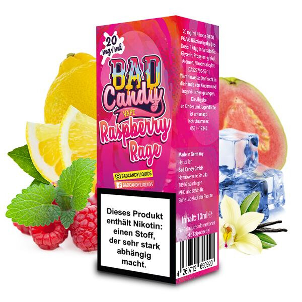 BAD CANDY Raspberry Rage Nikotinsalz Liquid 10 ml 20mg Nikotinmenge