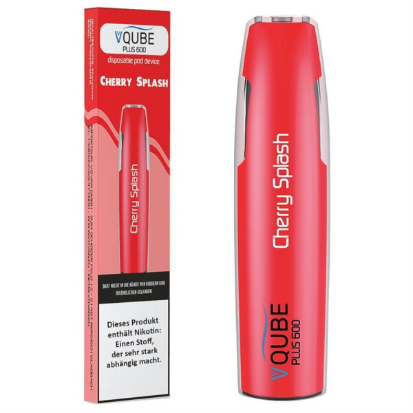 VQUBE Plus600 - Einweg E-Zigaretten | bis zu 600 Puffs | 350mAh | 12 Sorten 16 mg/ml Cherry Splash