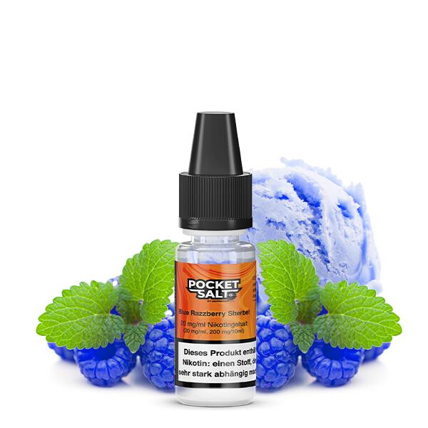 POCKET SALT Blue Razzberry Sherbet Nikotinsalz Liquid 10 ml 20mg Nikotinmenge