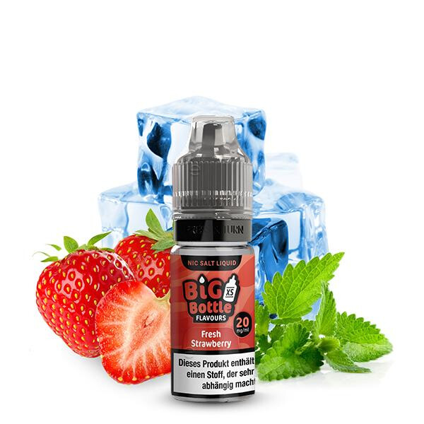 BIG BOTTLE Fresh Strawberry Nikotinsalz Liquid 10 ml 20mg Nikotinmenge