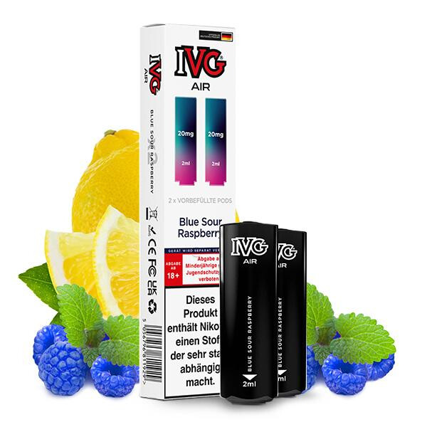 2x IVG Air Prefilled Pod - Blue Sour Raspberry 20mg Nikotinmenge