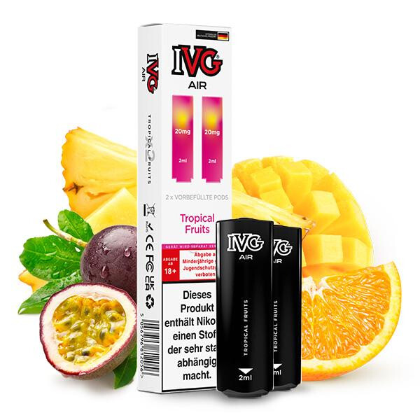 2x IVG Air Prefilled Pod - Tropical Fruits 20mg Nikotinmenge