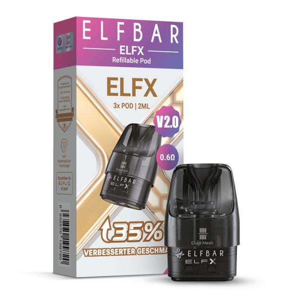 3x Elfbar ELFX V2.0 Refillable Pod 0.8 Ohm
