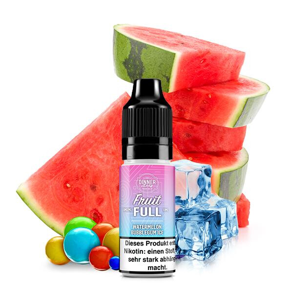 DINNER LADY FRUIT FULL Watermelon Bubblegum Ice Nikotinsalz Liquid 10 ml 20mg